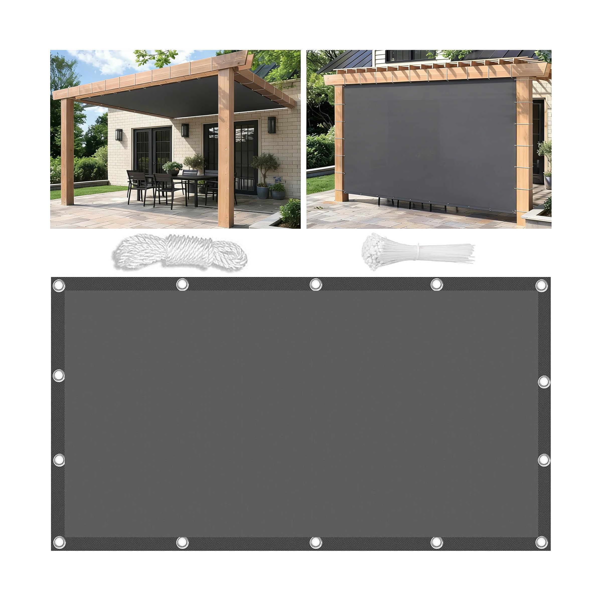 Sun Shade Sail Rectangle Waterproof 2.6x3.6M Sun Shade for Outdoor Garden UV Block Sunshade Cloth Canopy with Rope for Yard Deck Lawn Garden Patio Chicken Coop Carport Dark gray