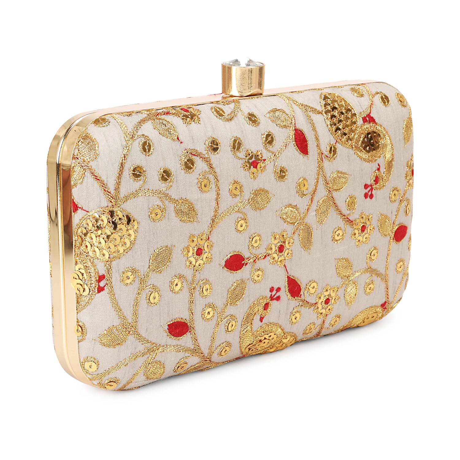 LONGING TO BUY Hand Crafted Designer Box Clutch - Zari Embroidery For Women