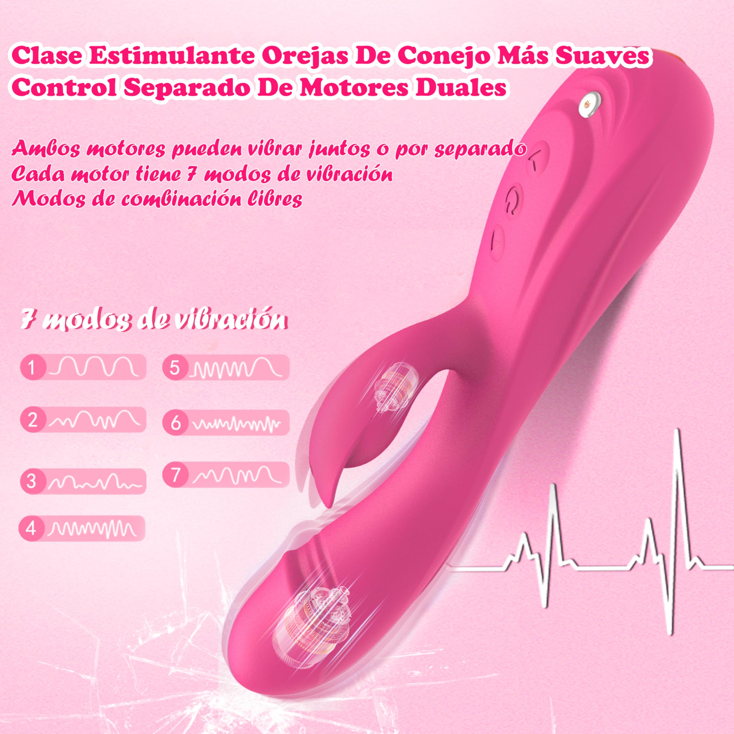 Conejo Vibrador Juguete Sexual 3en1 Consolador para Mujeres,7 * 7 Modos de Vibradores CKSOHOT 8.4'' Silicona Líquida Juguete Sexual Consoladores