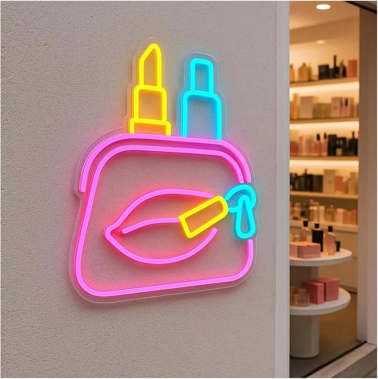 Lumières néon Pour enseigne néon pour vitrine de magasin cosmétiques, décoration beauté, maquillage, blush 38 cm