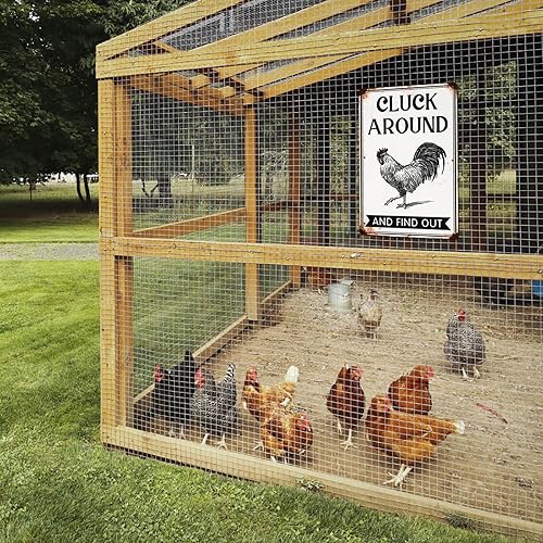 Miniatura 5 de Cluck Around and Find Out - Letrero de metal para el hogar, granja, gallinero, decoración de pared de cocina, accesorios de decoración de pared,