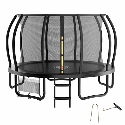 Zelsius Trampolín negro para exteriores, trampolín de jardín con red de seguridad