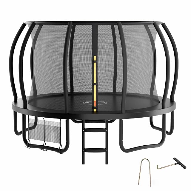 Zelsius Trampolín negro para exteriores, trampolín de jardín con red de seguridad