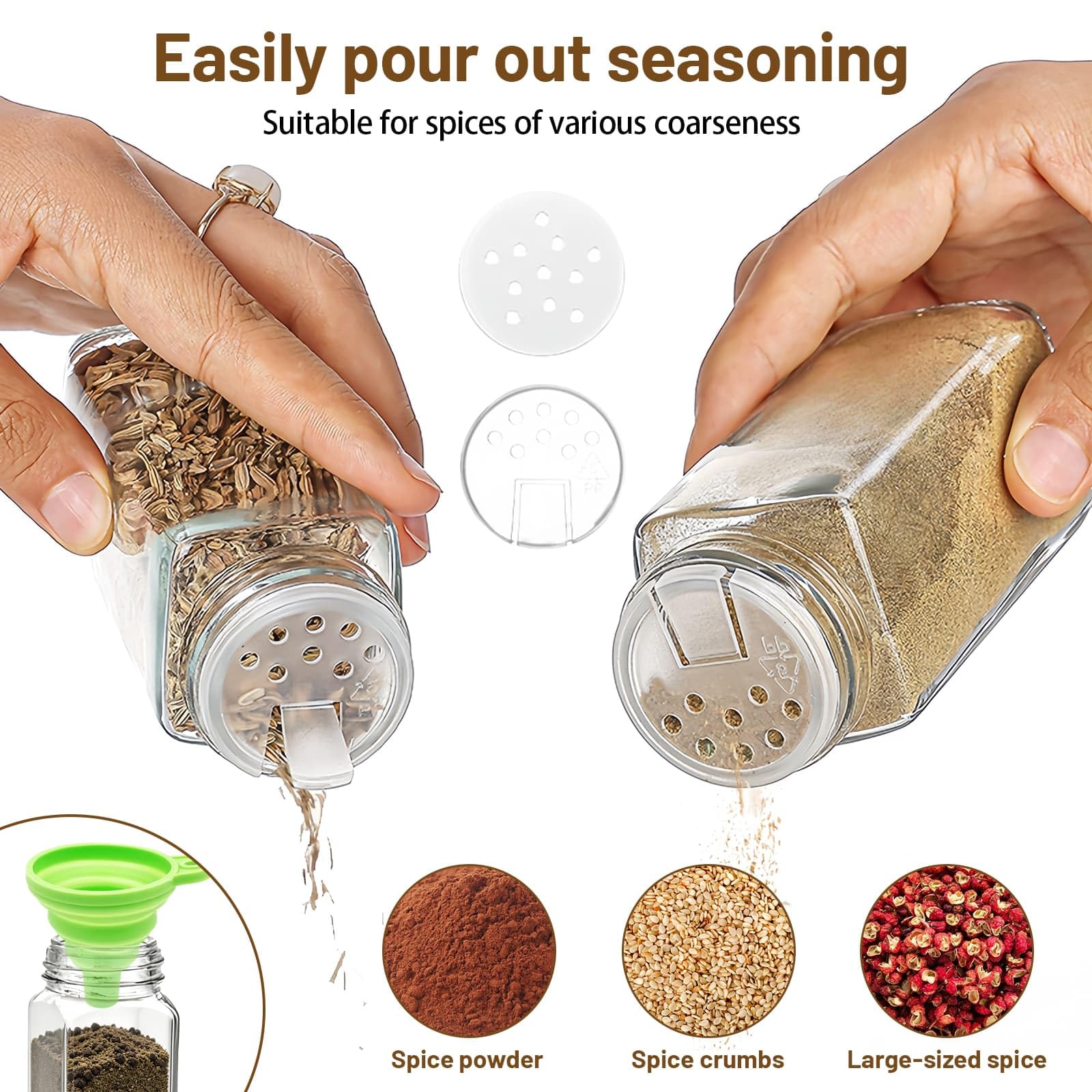 Eidoct Lot de 24 pots à épices en verre avec couvercle en bois - 120 ml - Avec couvercles et étiquettes - Convient pour les restaurants et la maison - Chaque lot comprend un pinceau, un marqueur pour