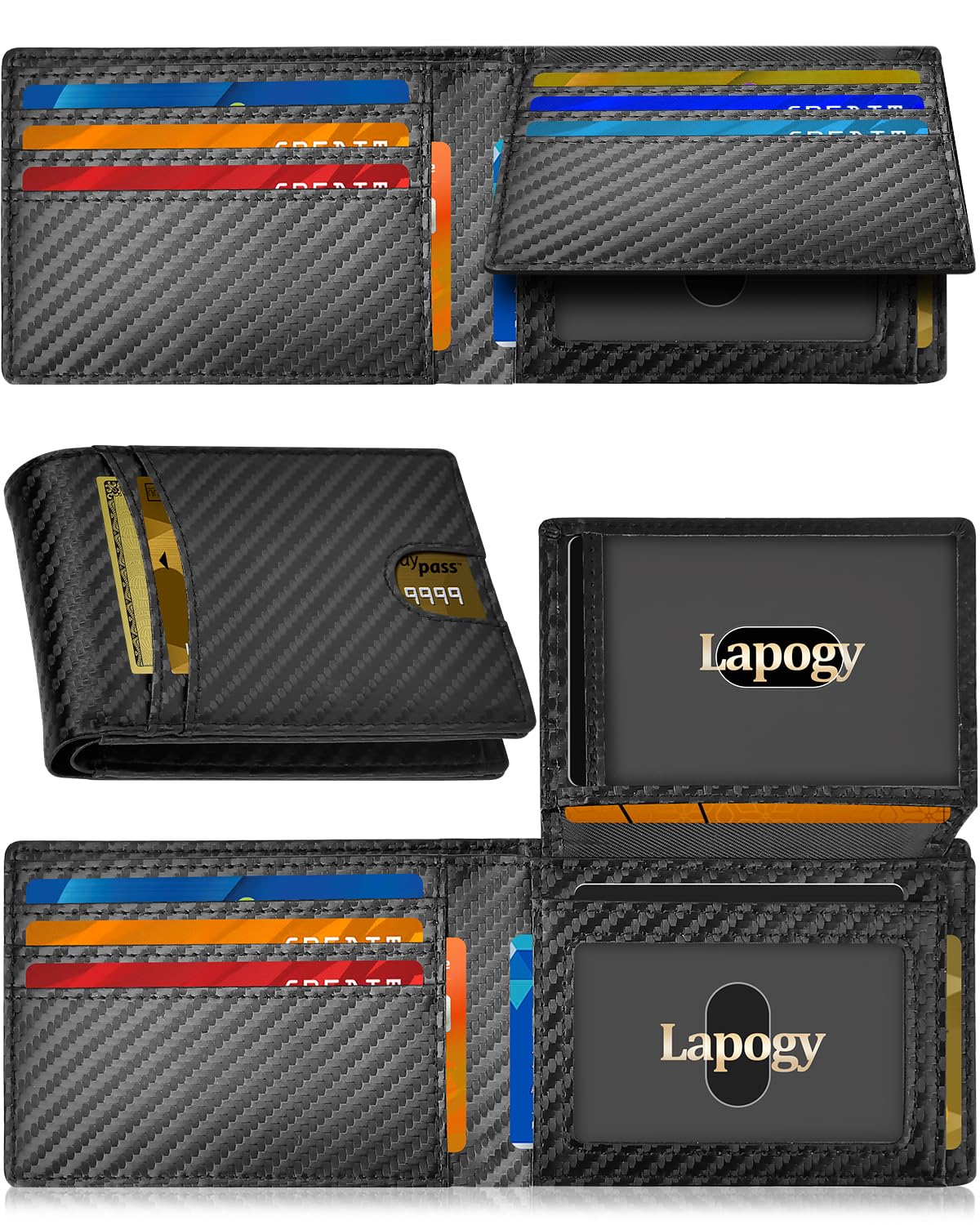 Lapogy Wallet Gift for Men, Valentines Day Gifts for Him, RFID Blocking Thin Slim Minimalist Leather Bifold Credit Card Holder, Fathers Day Birthday