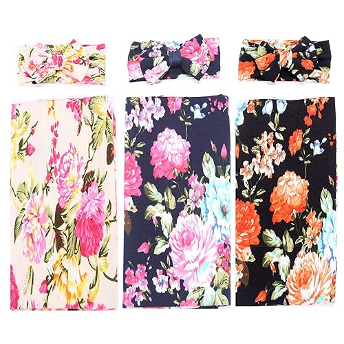 BQUBO - Cobija de recepción de recién nacido para bebé, diseño floral, manta envolvente con diadema o sombrero, cálido saco de dormir para bebé, disponible en Yaxa Colombia