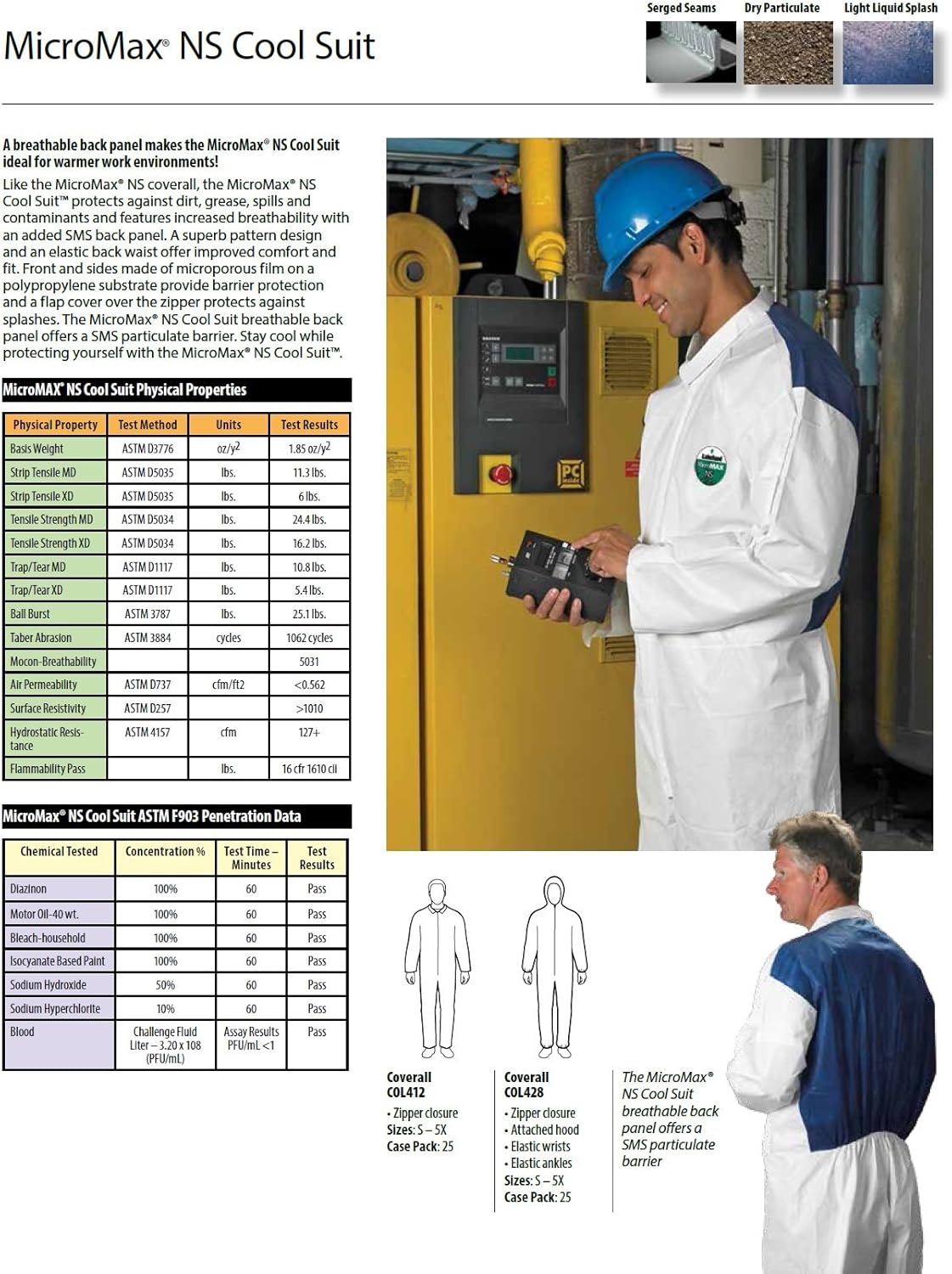 Lakeland MicroMax NS Cool Suit Microporous Disposable Coverall with Hood, Elastic Cuff, 4X-Large, White (Case of 25)