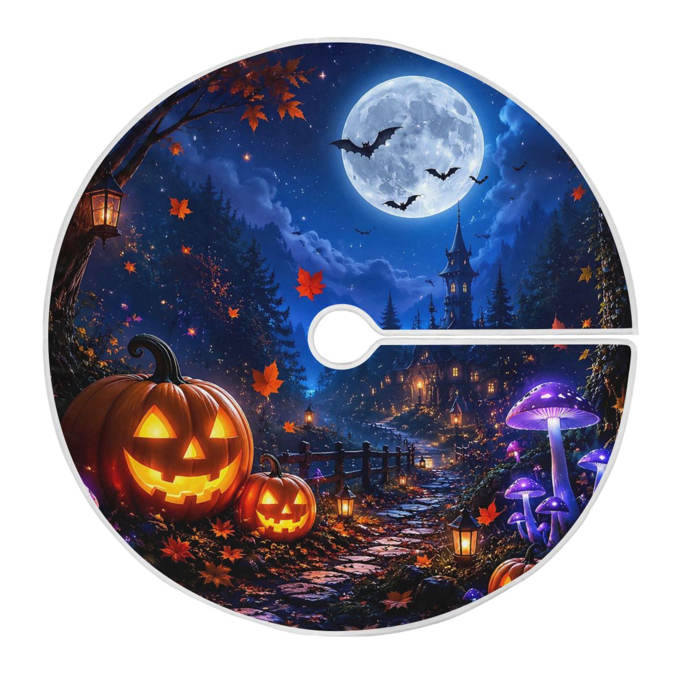 Fuauuyl Halloween Christmas Tree Skirt 36 in Indoor Outdoor Tree Mat for Farmhouse Holiday Party Decoration