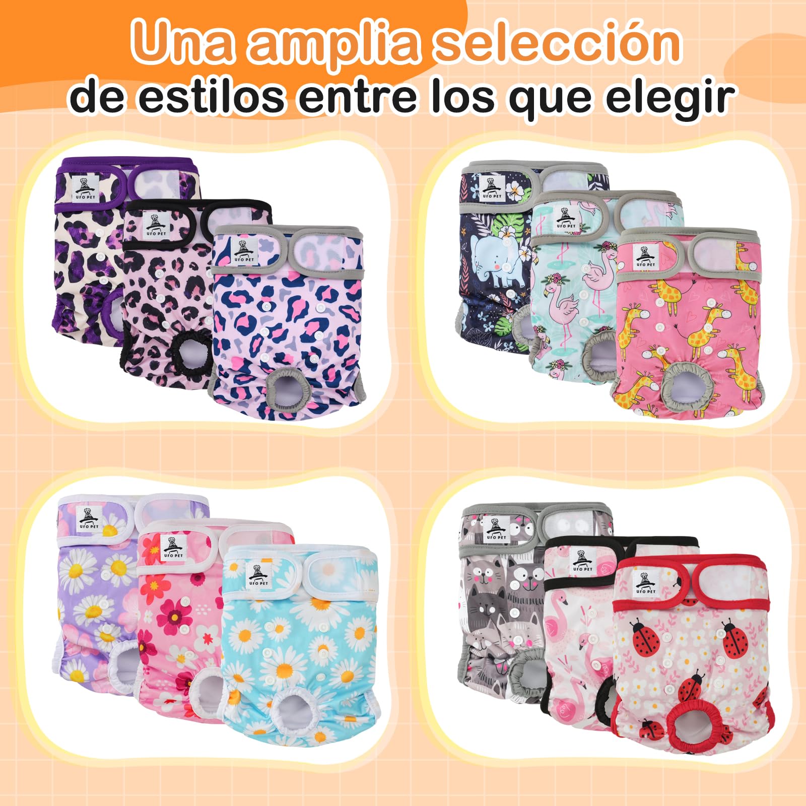 Pañales Perro Hembra Lavables S (3 Piezas), Pañales para Perros Hembra Reutilizables y Altamente Absorbentes, Pañal Perro Hembra con Botones Ajustables