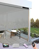 Vista 10 de Graywind Persianas motorizadas para exterior de patio, compatibles con Alexa y Google, persianas enrollables eléctricas con energía solar