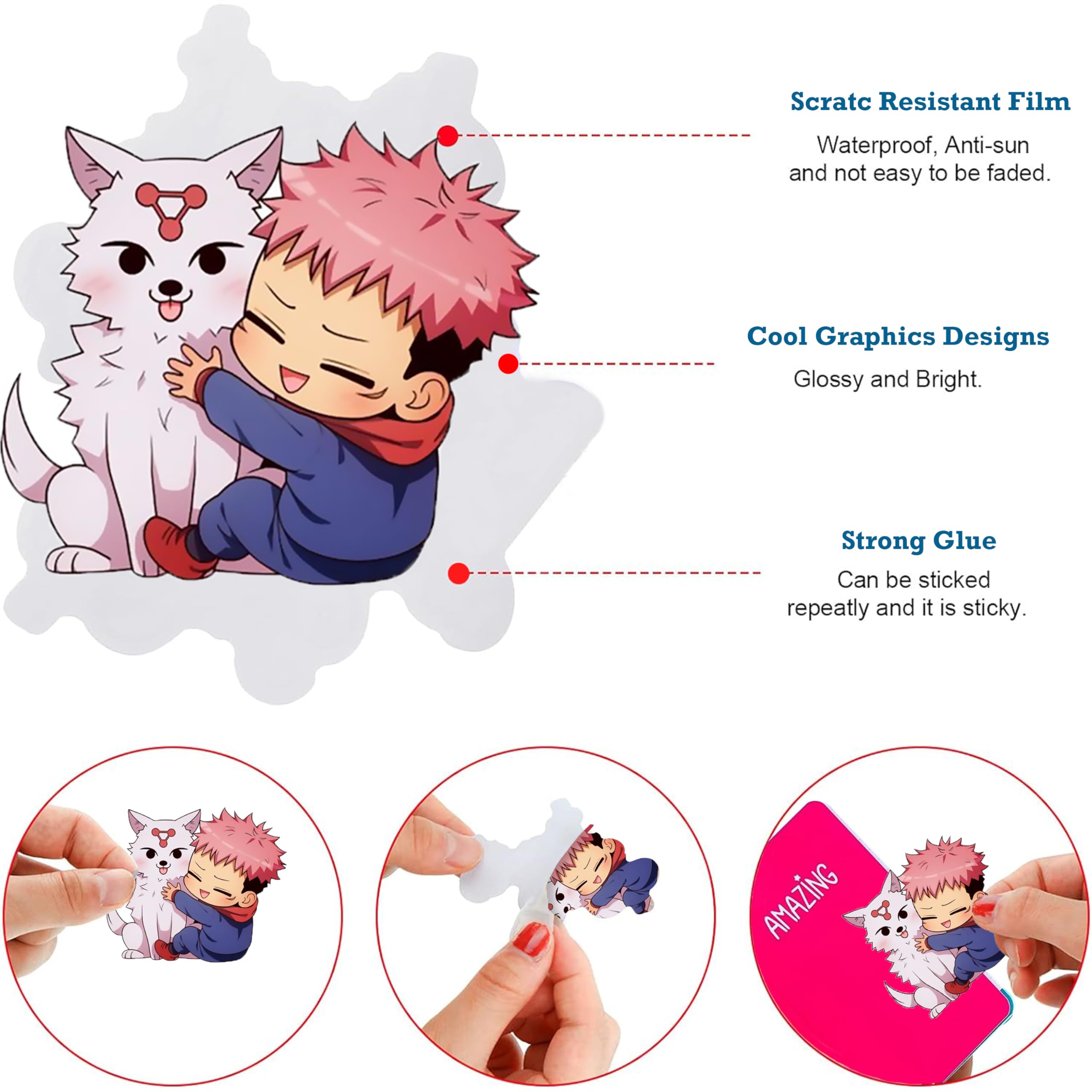 Wonder Hub Anime Stickers Vinyl for Laptop,Phone Cover, Guitar, Journal,Diary Multi-Color Waterproof Sticker Set of 103 Sticker 3