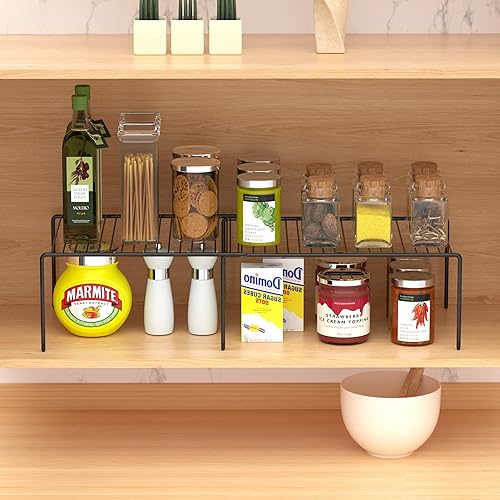 Miniatura 4 de Redrubbit - Estante de mostrador y estante de cocina de metal expandible a prueba de óxido, juego de 4 piezas de 2, ahorrador de espacio para