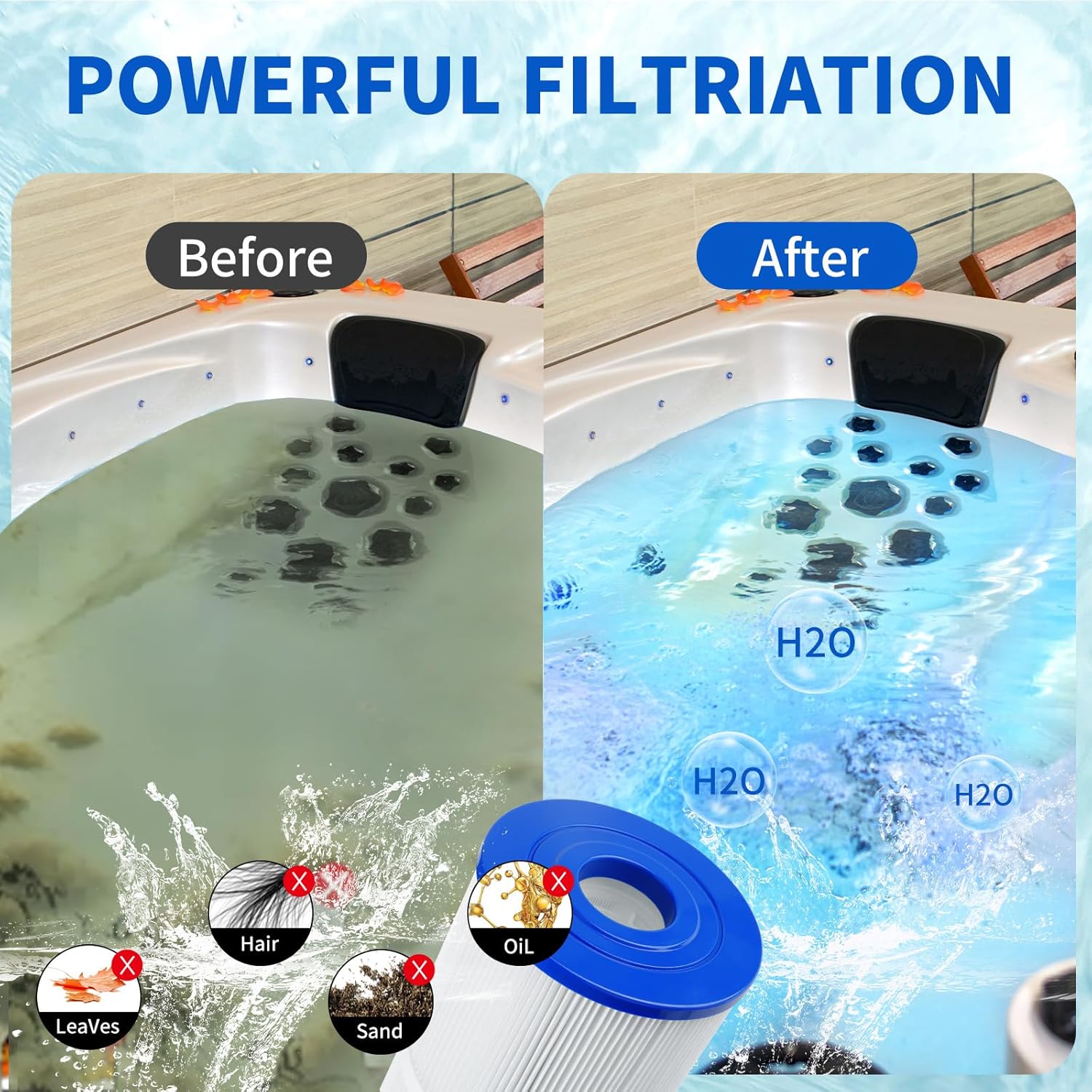 SUNRRA® PWK30 Hot Tub Filters Replacement for Watkins 31489, Unicel C-6430, Pleatco PWK30, Filbur FC-3915, 73178, 73250, 71825, P/N0969601, Durable Hot Springs Spa Filter, 30 sq. ft, 2 Pack