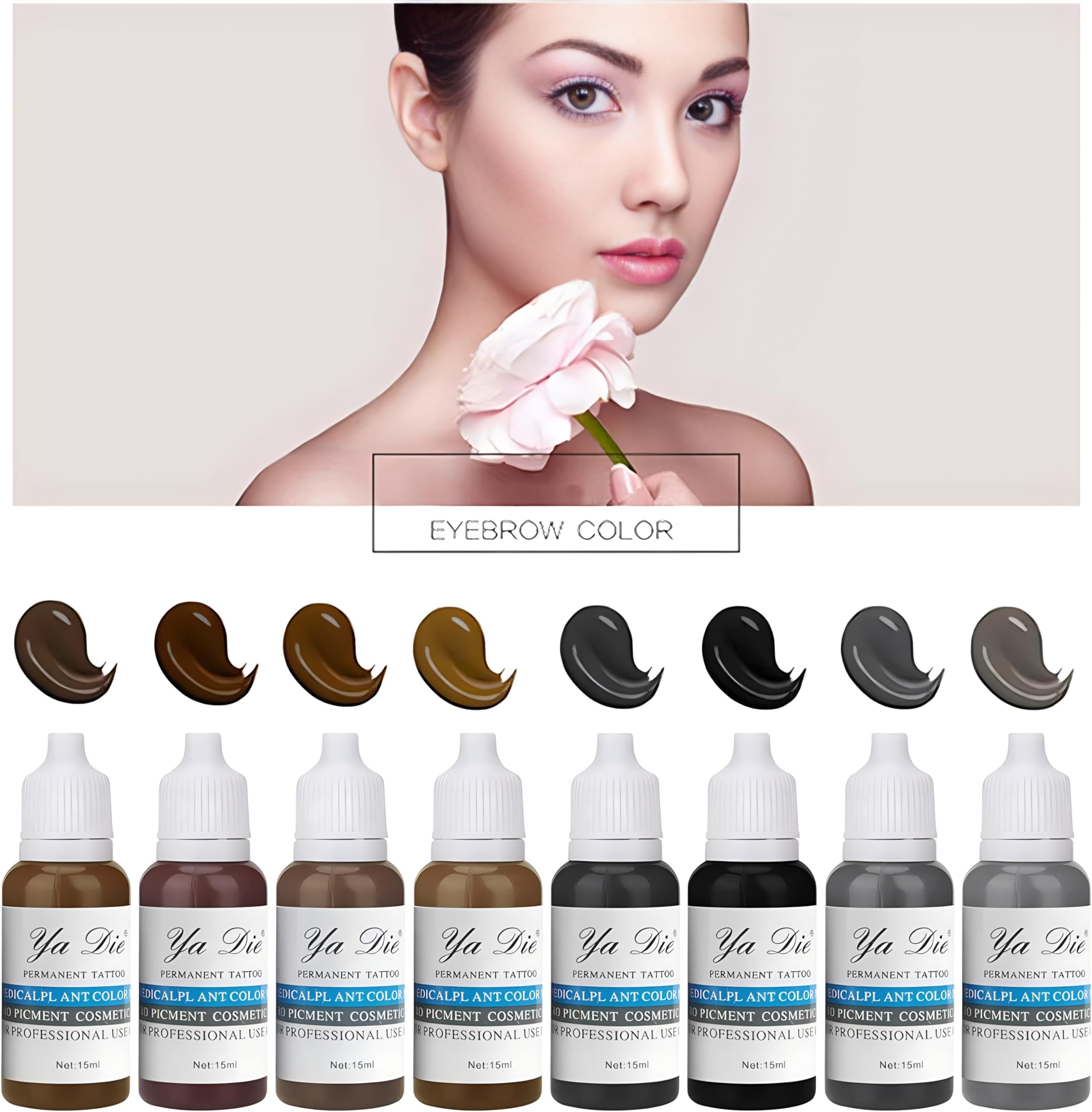 8 Bottles 1/2 oz. Profession Makeup tattoo Micro Pigment Tattoo Ink Eyebrow Eyeliner Lip Body Tattoo Art Beauty Tools Tattoo Makeup Ink Set