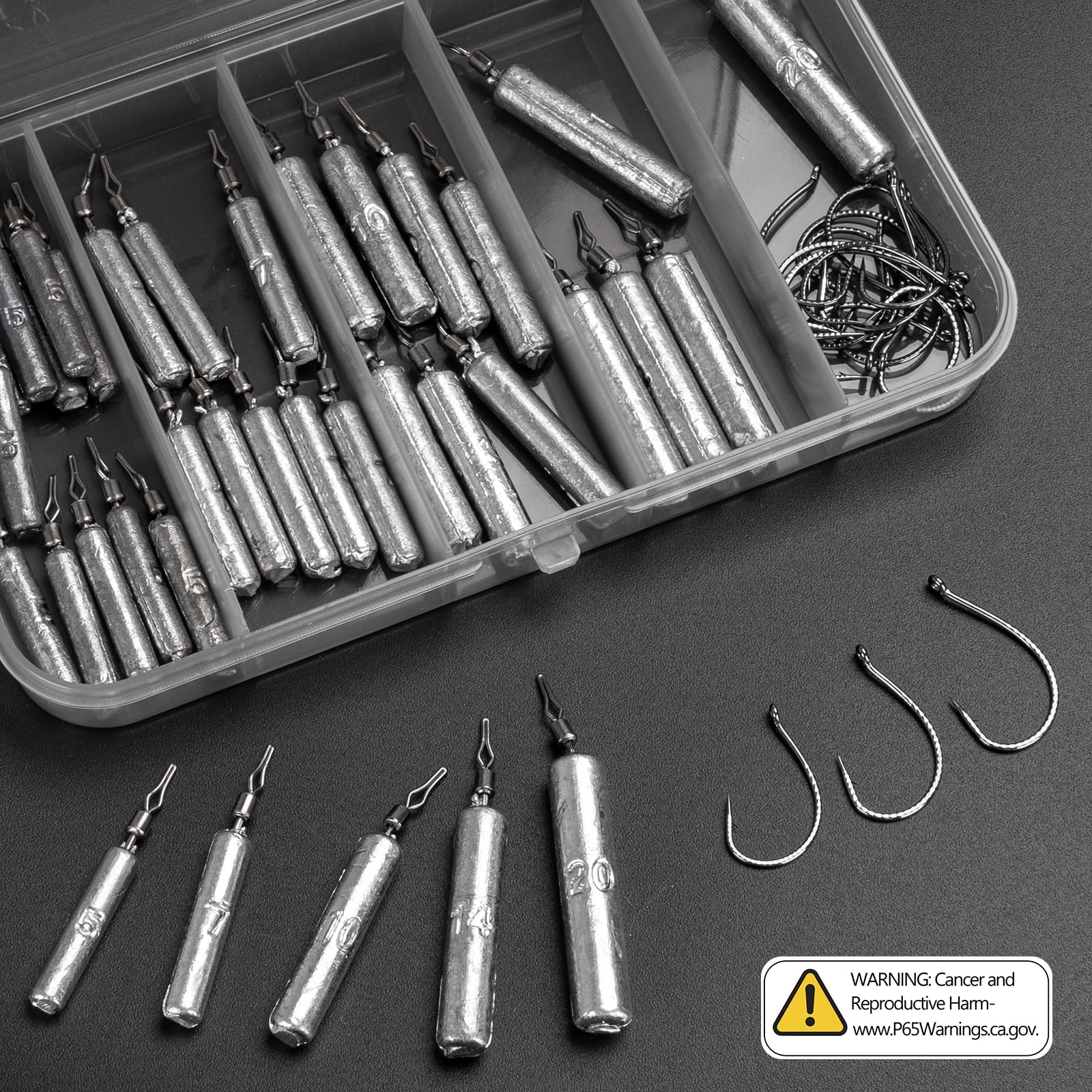 Thkfish Set di 60 piombini da pesca, kit di piombini da pesca drop shot, ami stravaganti per pesca in acqua dolce e salata