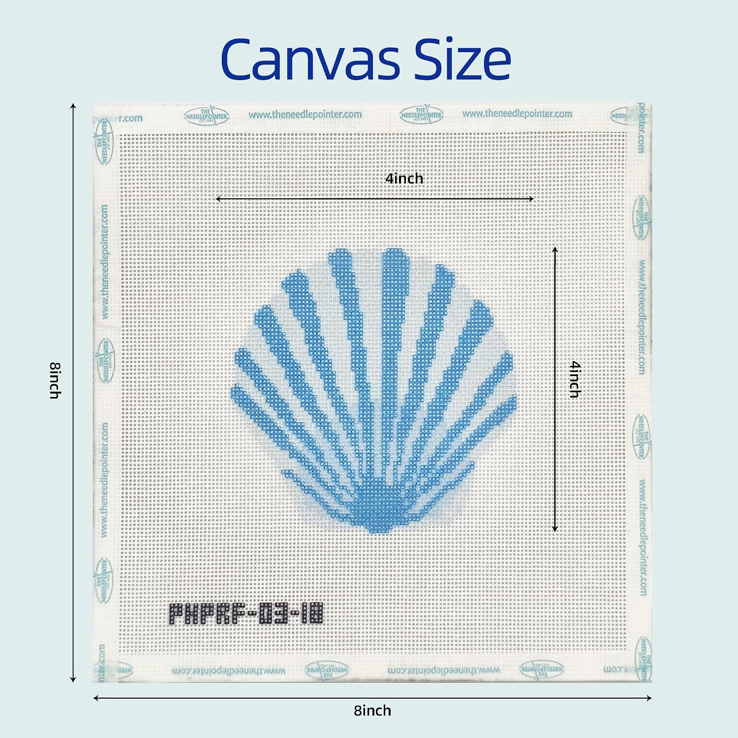 Howie's Needlepoint Aquatic Needlepoint Kits for Adults & Beginners, 18 Mesh Printed Needlepoint Canvas, Stamped Patterns Canvas Starter Kits(Blue Seashell,4"x 4")