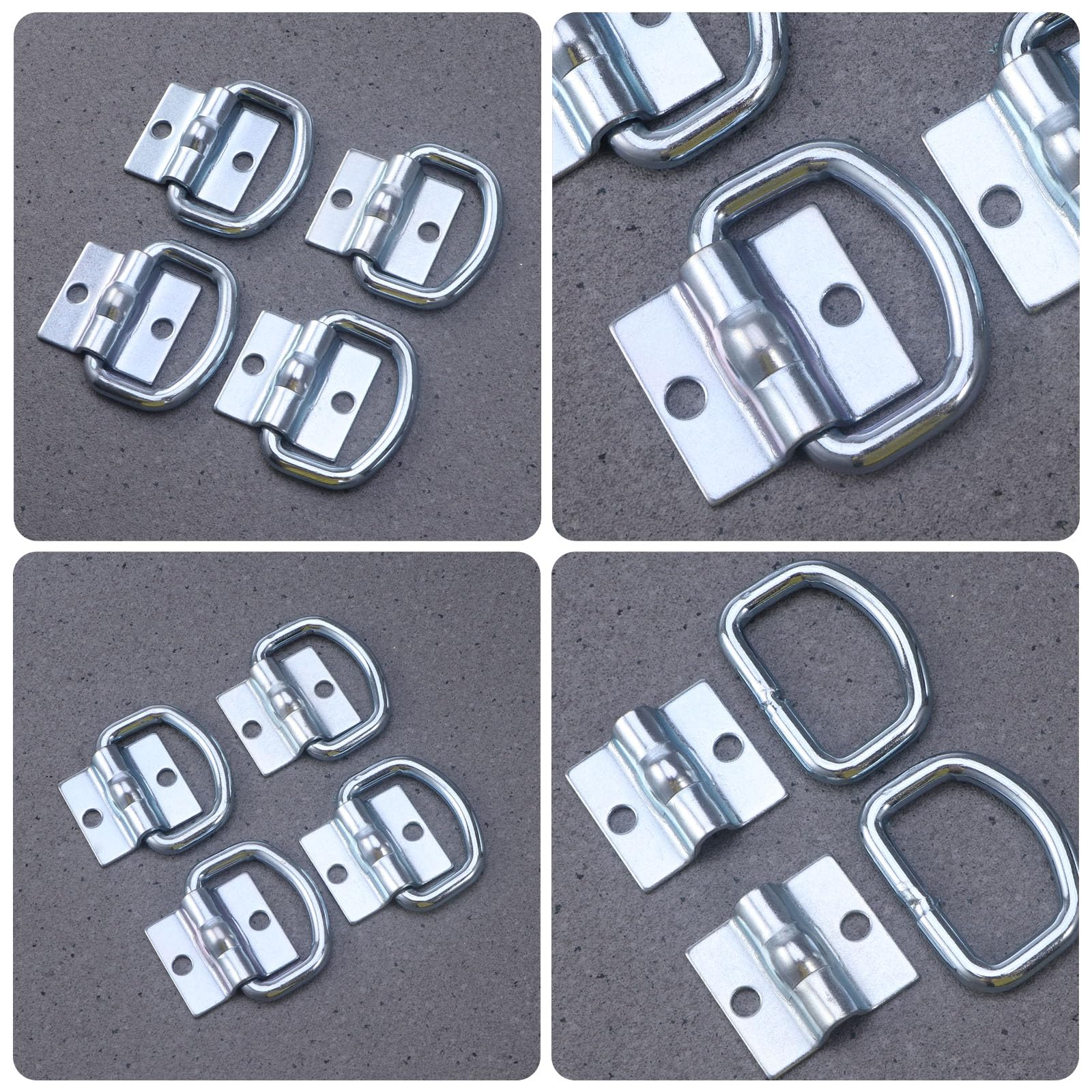 Produktbild von 6-teiliger Zurrsatz Aus Kohlenstoffstahl – D-Ring Für Ladungssicherung, Verzinkt, Schwerlast, Für Auto, LKW, Anhänger, Bodenmontage, 7,4x4 Cm