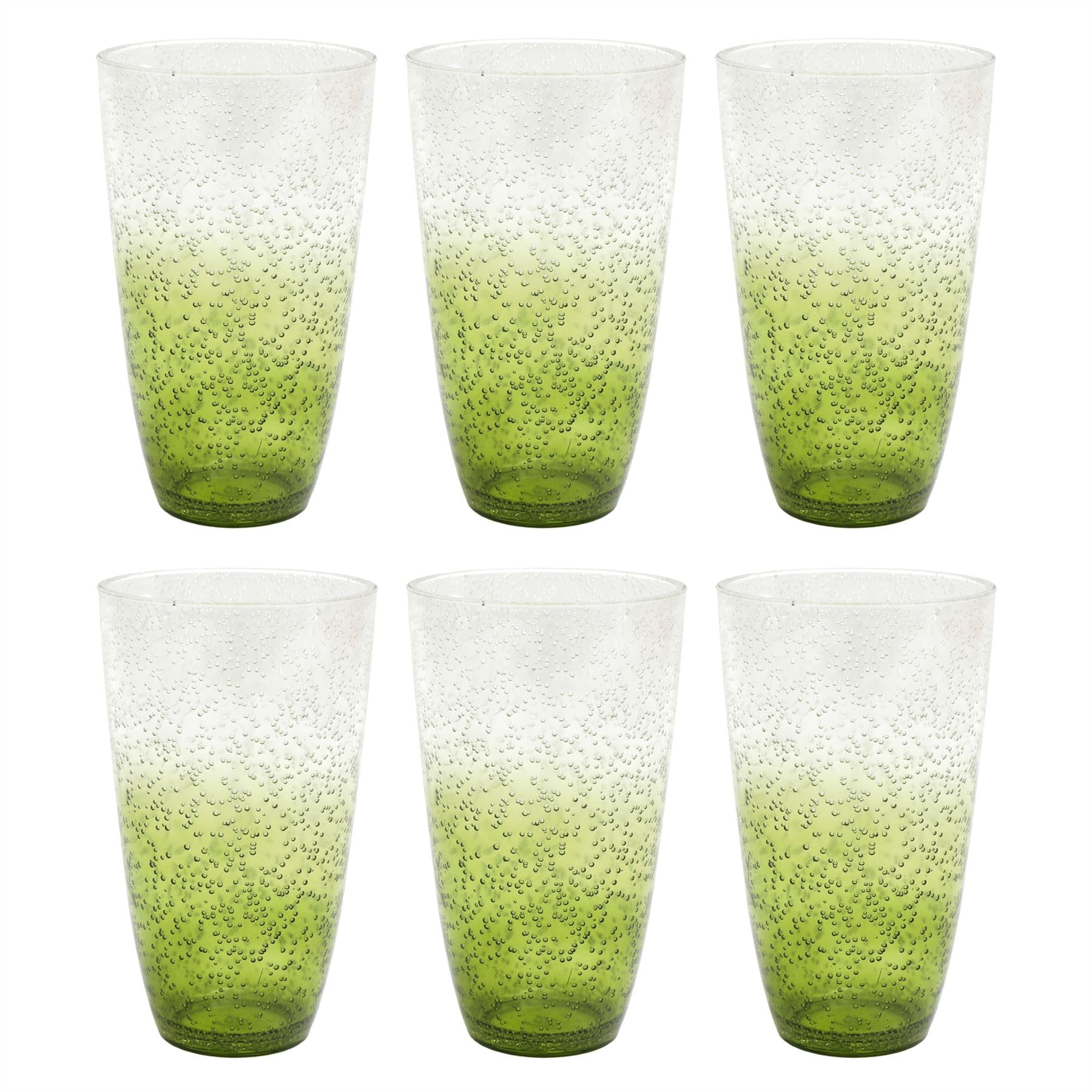 Carousel Home Pack of 6 Large Green Bubbles Plastic Tumbler Glasses | Reusable Plastic Drinking Glasses Clear Plastic Glasses | Reusable Drinkware Outdoor Drinks Glasses - 650ml