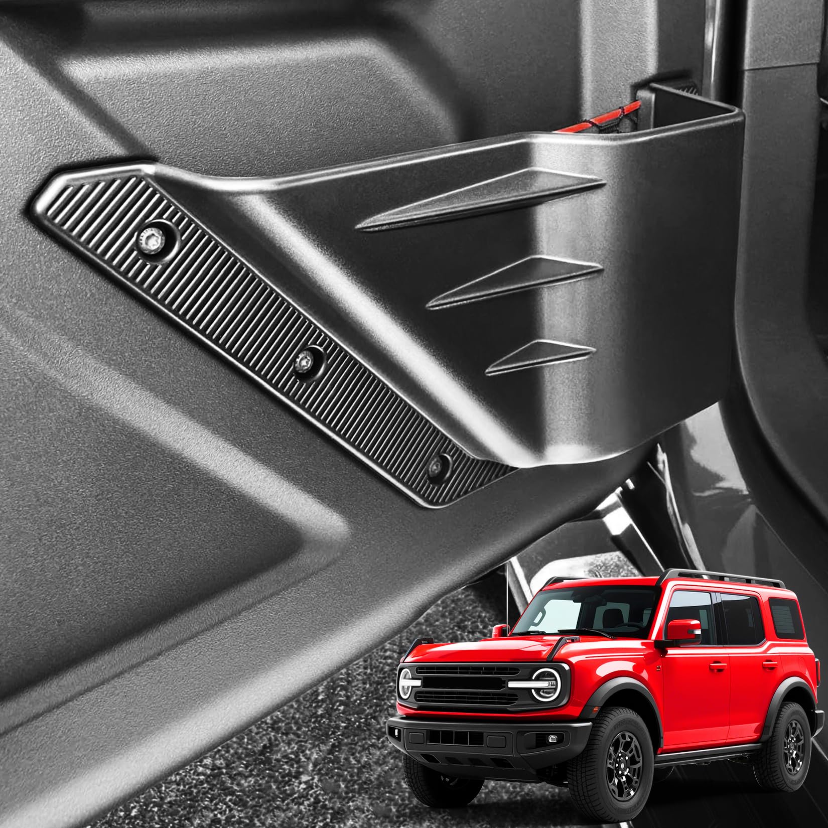 XWQZ 2PCS Front Door Storage Pockets for Ford Bronco Accessories 2025,Side Organizer Box Insert Cup Holder fit Bronco 2/4-Door 2021 2022 2023 2024 Replacement Expansion Interior Accessories