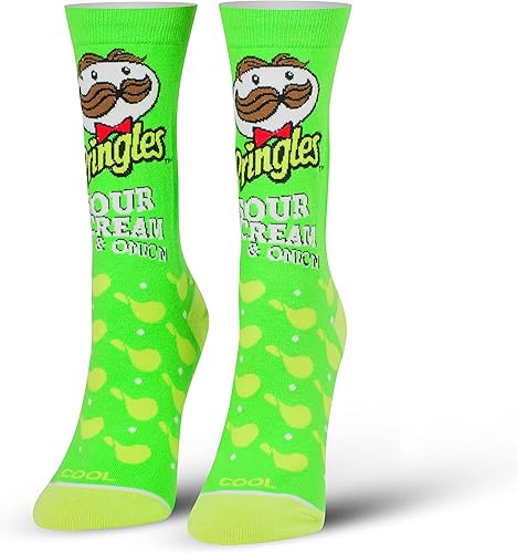Cool Socks Novelty Crew Dress Sock, Women's, Food, Snacks & Chips, Funny Cute