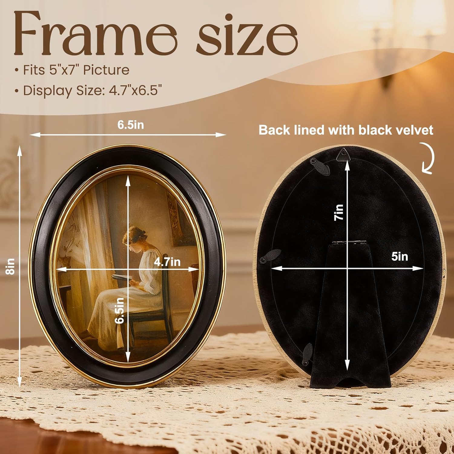 Novabright 3 Pack 5x7 Inch Vintage Picture Gold Oval Frame Set, Elegant Antique Photo Frames with Real Glass Front, Photo Display for Wall Hanging or Tabletop, Gift Ideas, Multicolour
