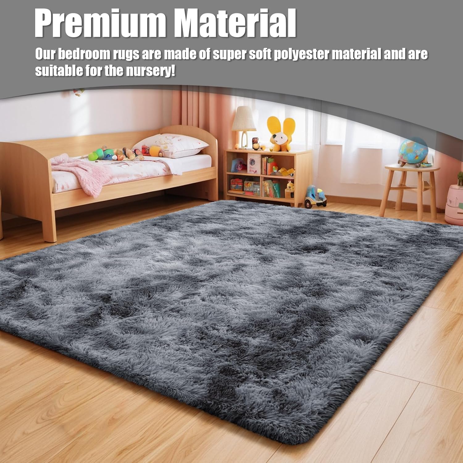 6x9 Fluffy Area Rug for Living Room,Shag Area Rugs for Bedroom,Tie-Dyed Black Soft Fuzzy Rug Non-Shedding Indoor Plush Carpet for Kids Bedroom Nursery Dorm Home Decor