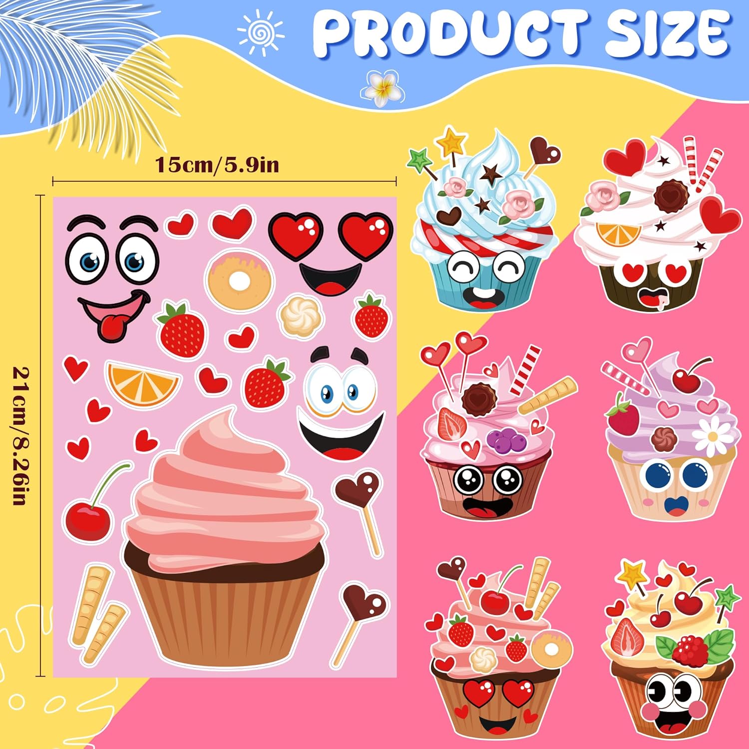 OHOME Ice Cream Party Decorations - Ice Cream Stickers - DIY Summer Toys Games Crafts Gifts Activities,Kids Travel Essentials Accessories Party Favor Supplies(24 Sheets) image 2 of 6 B0DY7LBXL1