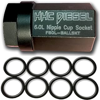 ~Ford 6.0L Diesel Nipple Cup Socket Kit~ O-Rings & Tool (8: Heavy Duty Viton O-Rings & 1/2" Drive Nipple Cup Socket) F60L-BALLKIT