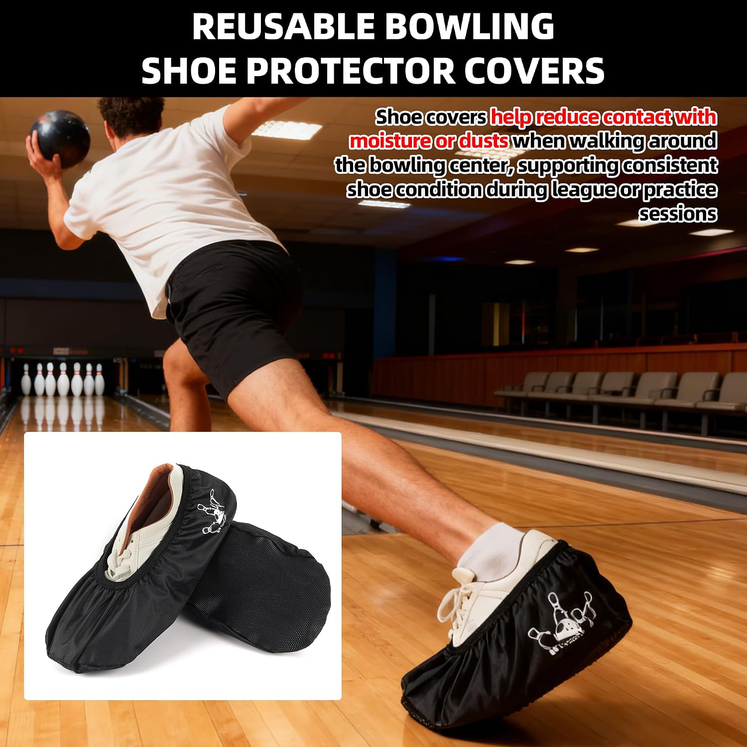 TonGass Bowling Accessory Combo Set, Microfiber Bowling Ball Shammy Pad 10"x8" & Microfiber Bowlings Seesaw Towel & Reusable Bowlings Shoe Protector Cover for Bowlers, Ideal for Travel & Competitions