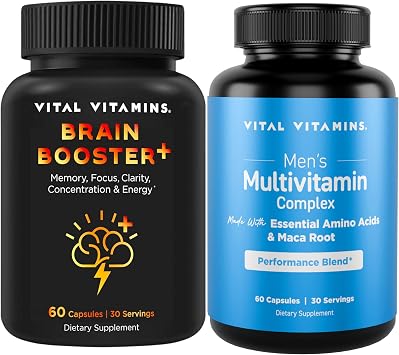 Vital Vitamins Brain Booster Plus + Mens Multivitamins