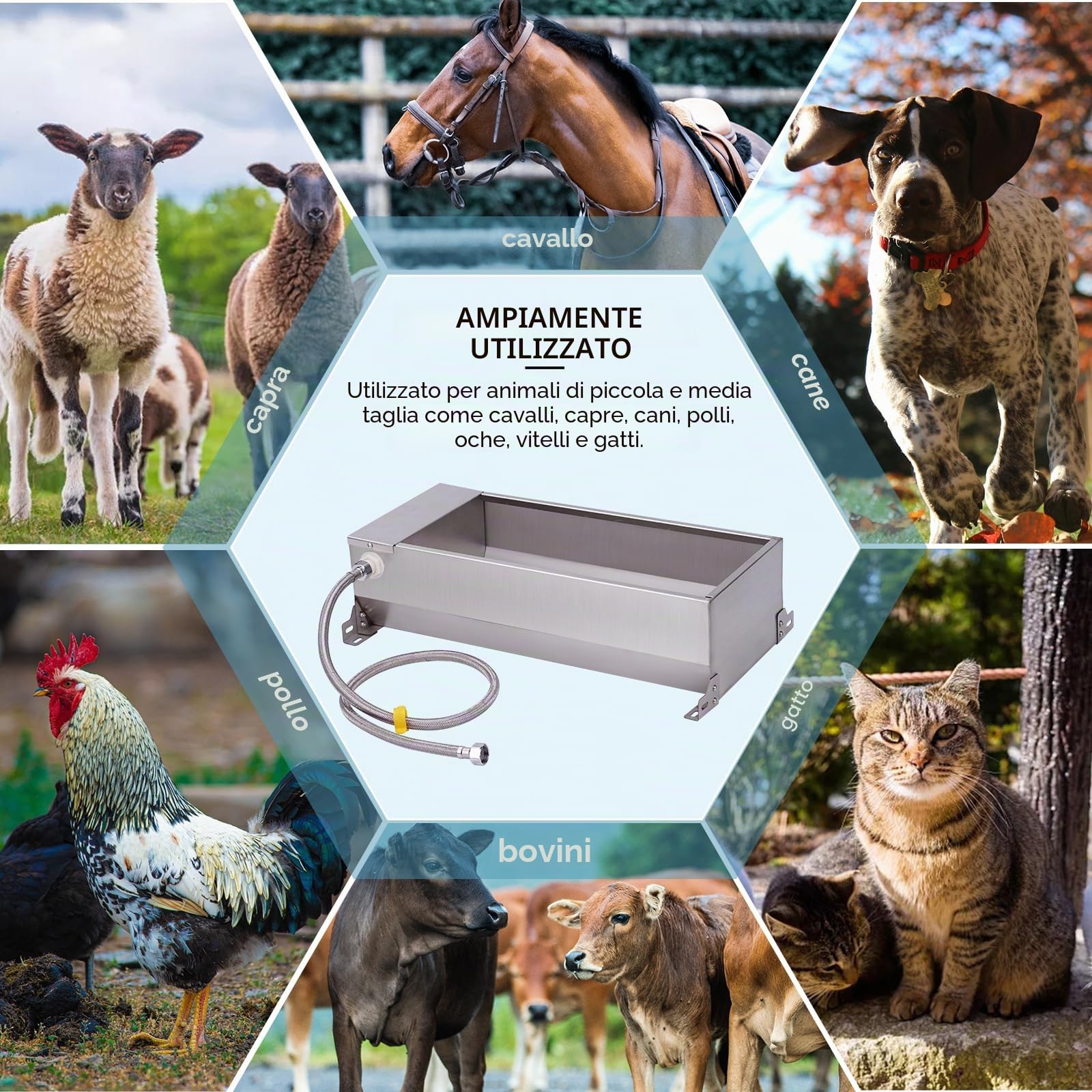 Abbeveratoio Automatico per Cani, Serbatoio Dell'Acqua Potabile con Grande Capacità, Distributore Automatico di Acqua Potabile con Valvola a Galleggiante per Cavallo, Capra, Maiale, Cane, Pecora