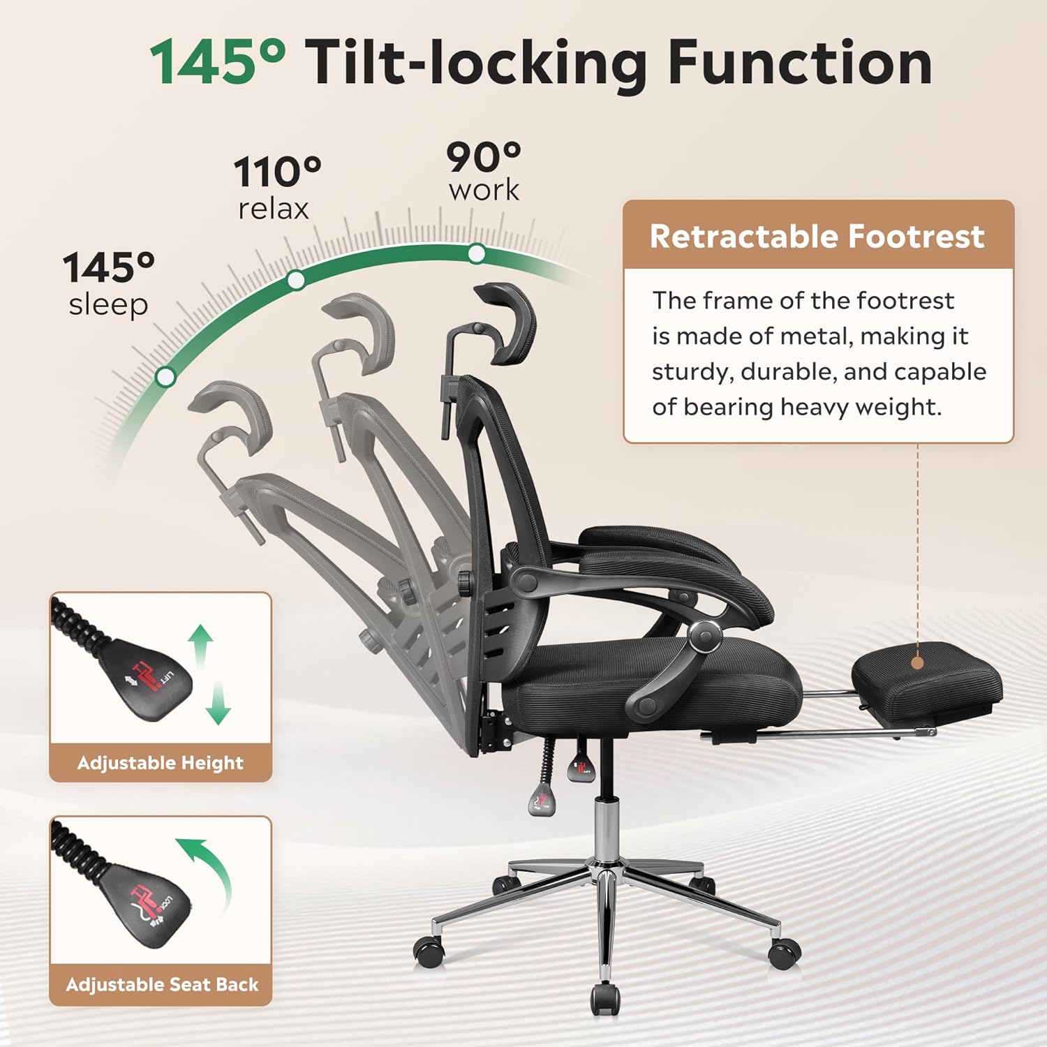 Tuas adjustment jangkungna korsi