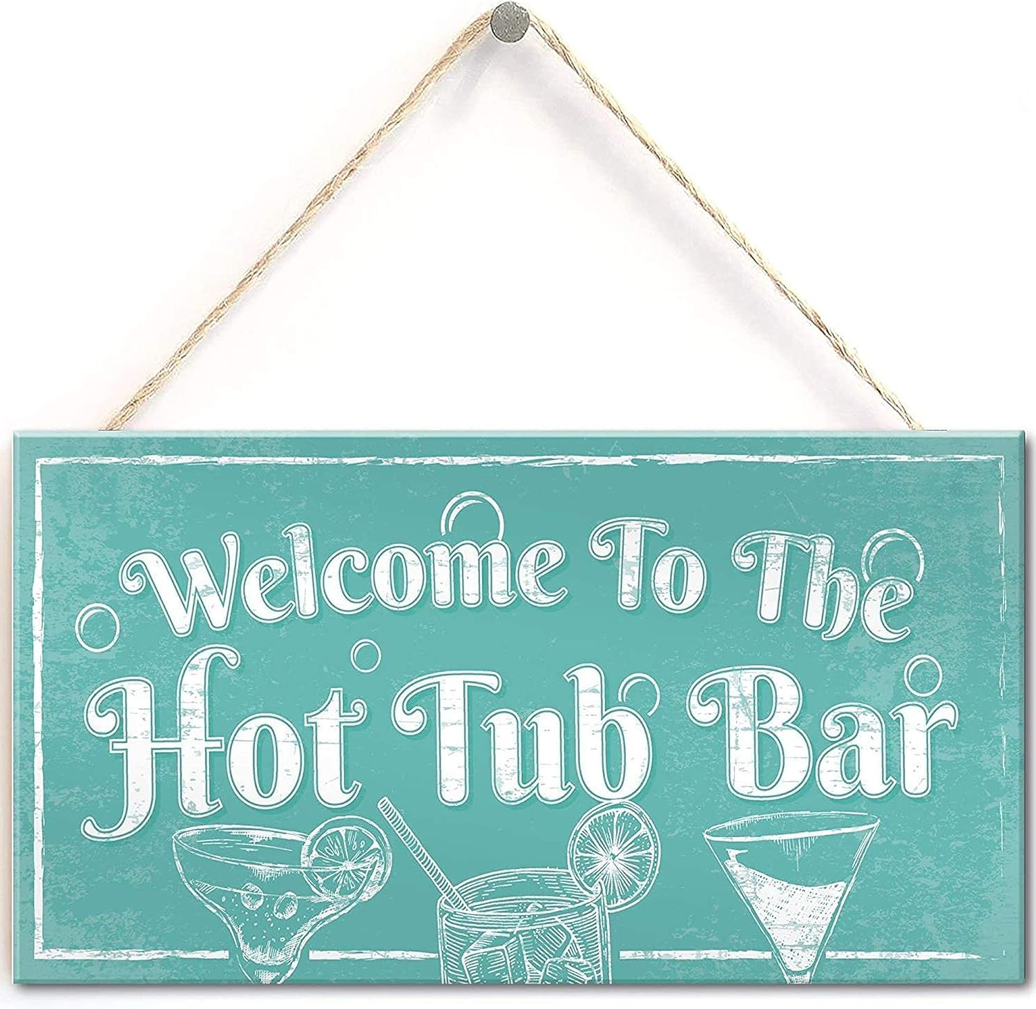 Welcome to The Hot Tub Bar Novelty Garden Shed Pool Hanging Plaque Outdoor Sign 12" X 6‘’ (Navy-79)