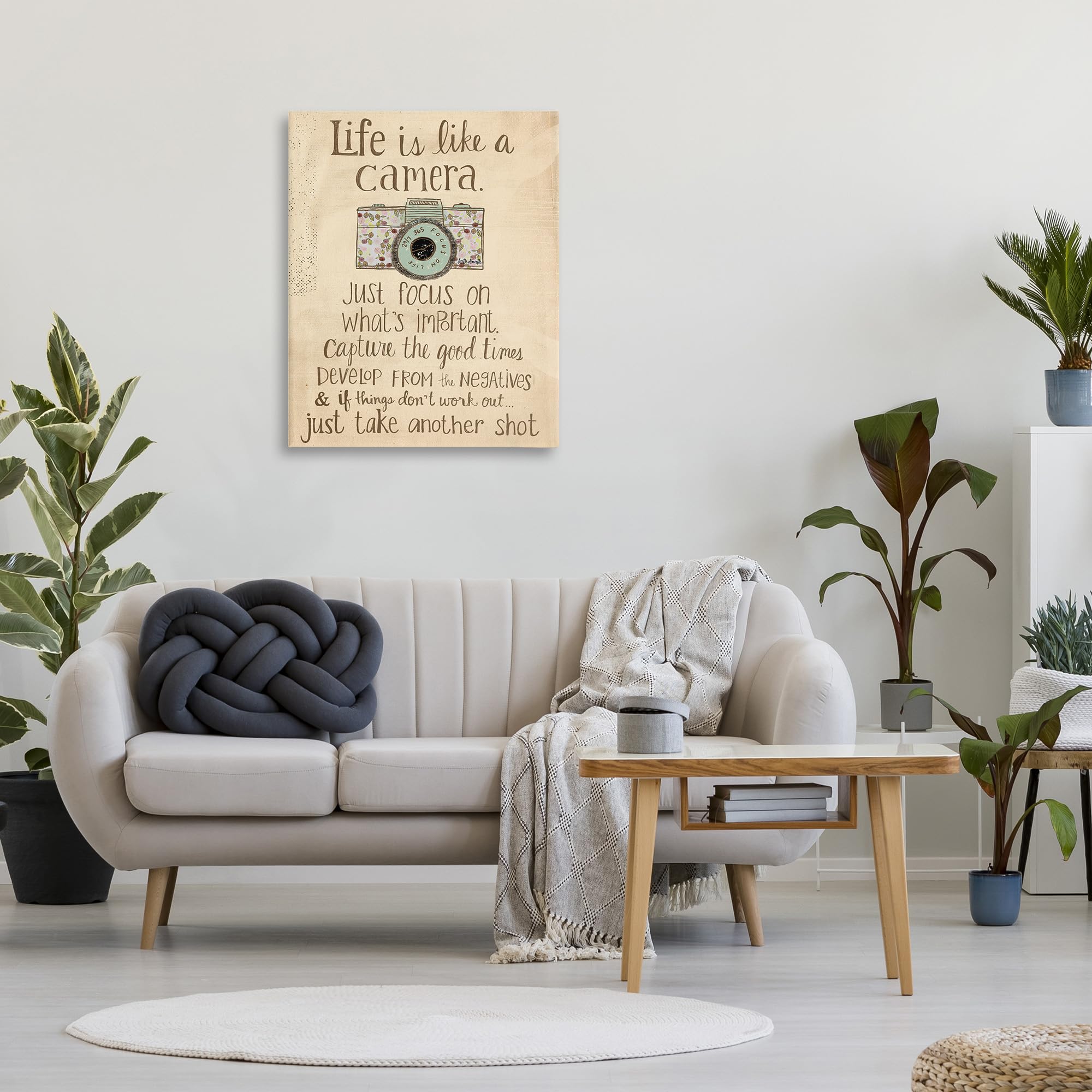 Stupell Industries Life Is Like A Camera Inspirational XXL Stretched Canvas Wall Art, 30 x 1.5 x 40, Multi-Color