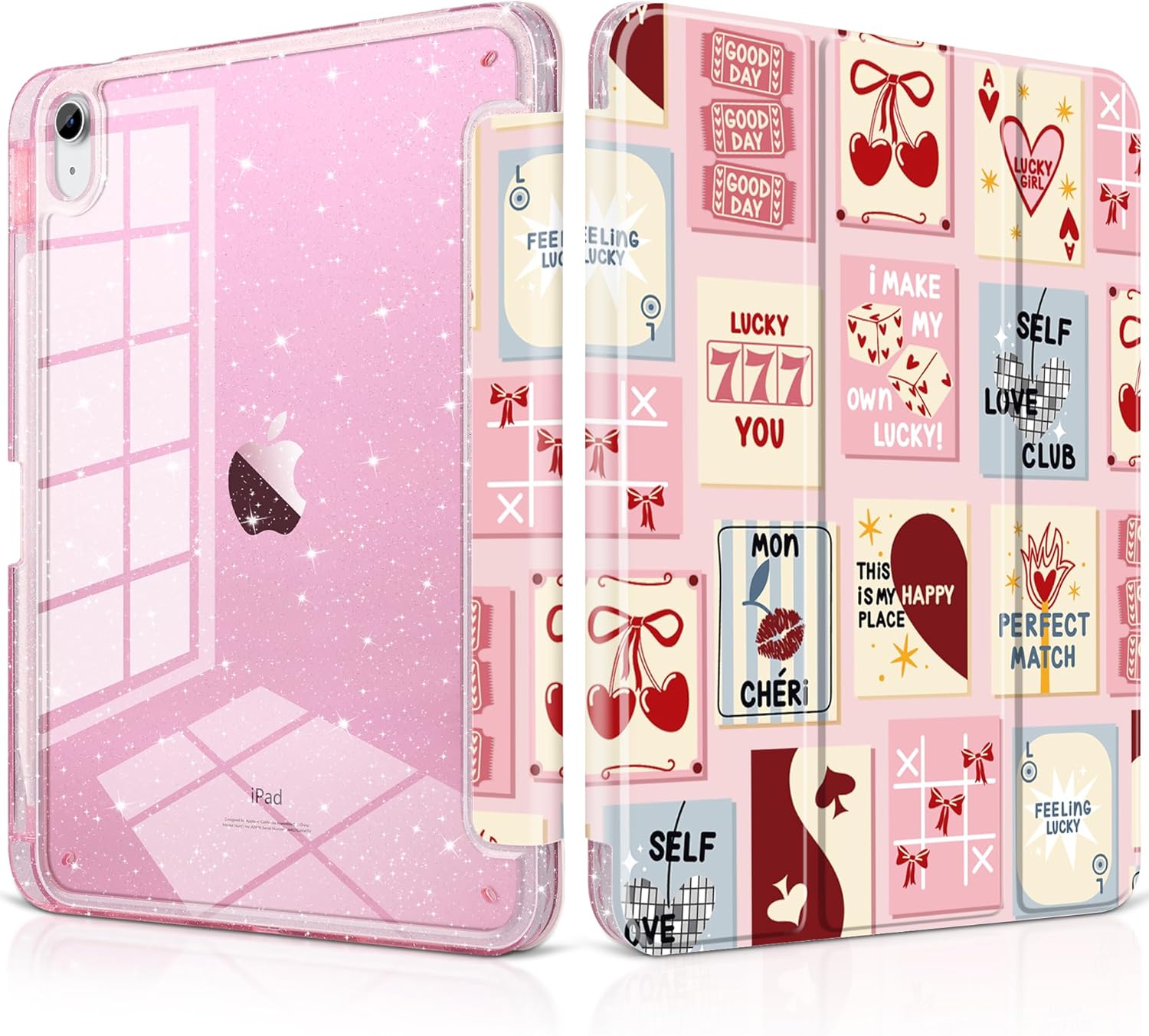 DONGKE for iPad 11th Generation Case (A16, 11-inch 2025) / iPad 10th Generation (10.9-inch 2022), Glitter Clear Acrylic Back, Pencil Holder, Trifold Stand, Auto Sleep/Wake - Lucky You