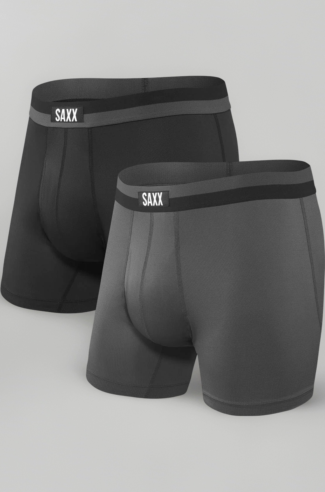 SAXX Underwear Co. Men's Underwear with Pouch Sport Mesh Boxer Brief Fly 2Pk