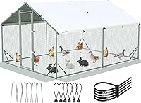 Vista 12 de Quictent Gallinero grande de metal para más de 10 aves de corral con paño de hardware lateral y cubierta impermeable, serie avanzada para Plateado