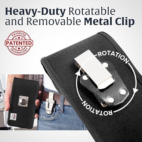 Miniatura 4 de Turtleback - Funda de nailon de alta calidad para iPhone 14 Pro Max, 14 Plus, 12 y 13 Pro Max, soporte para cinturón de teléfono negro para fundas