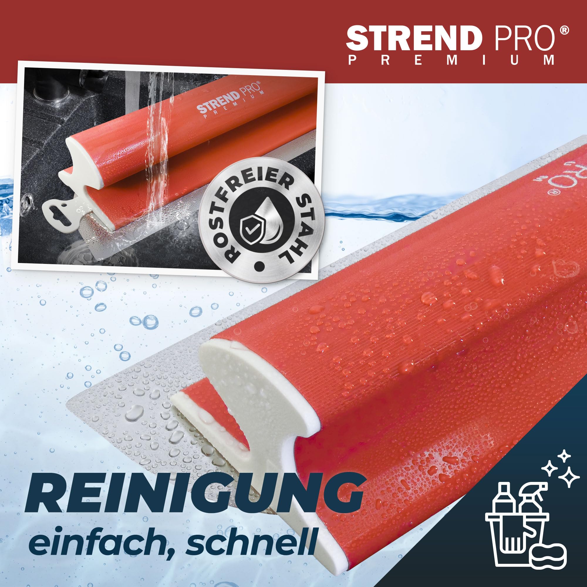 STREND PRO Spatola per Superfici 100 cm PREMIUM con Impugnatura Z | PROFI Set di Spatole per Muro a Secco e Stucchi | Anello in Acciaio Inossidabile Antiruggine 0,3 mm | Spatola Lisciante,per Rasatura
