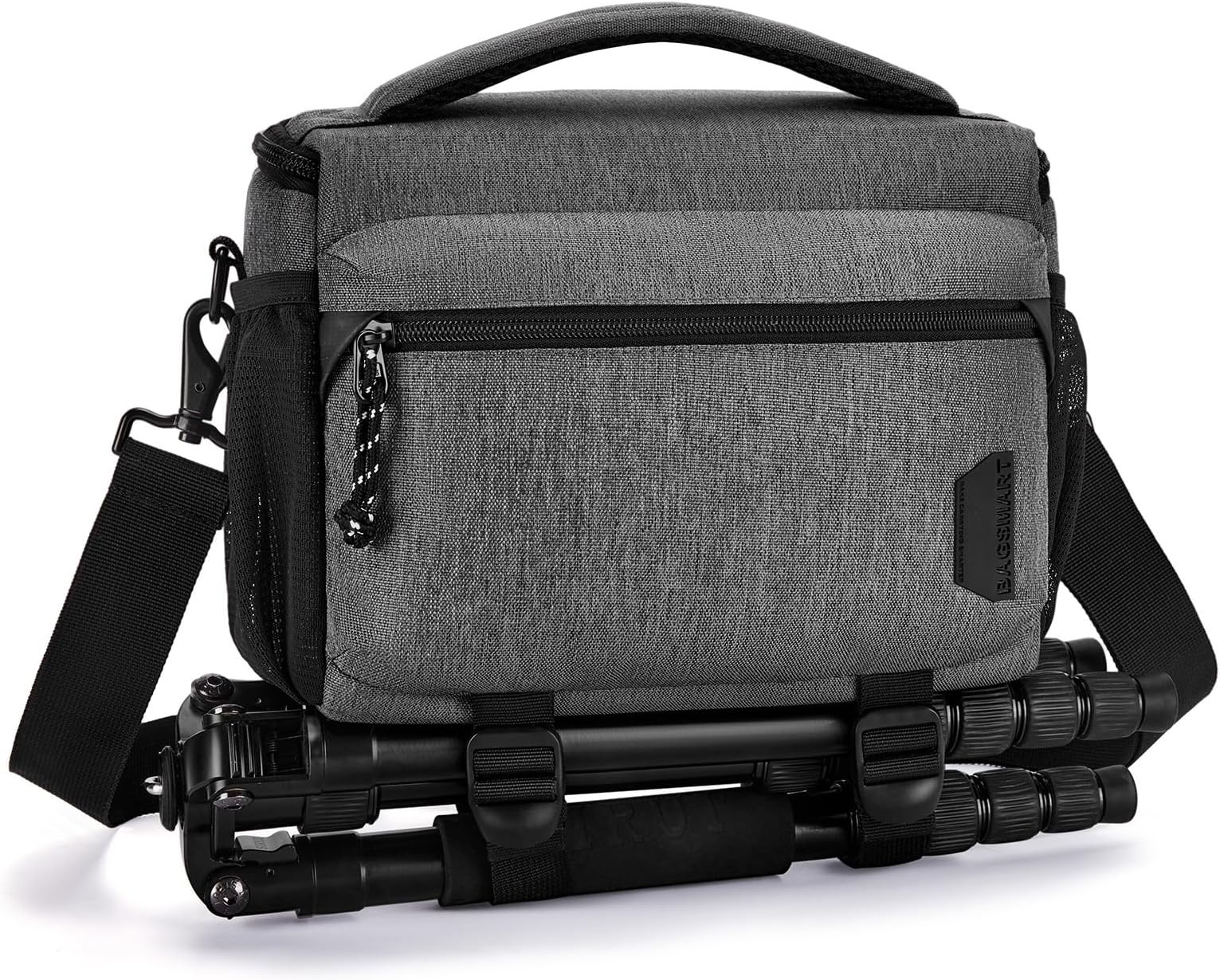 Small Camera Sling Bag for Photographers, Compact Camera Shoulder Bags for DSLR/SLR/Mirrorless Cameras, Waterproof Crossbody Camera Case with Tripod Holder, Grey