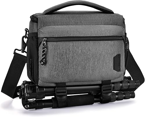 Miniatura 20 de BAGSMART Bolsa pequeña para cámara para fotógrafos, bolsas de hombro compactas para cámaras DSLR/SLR/SLR/sin espejo, funda cruzada impermeable