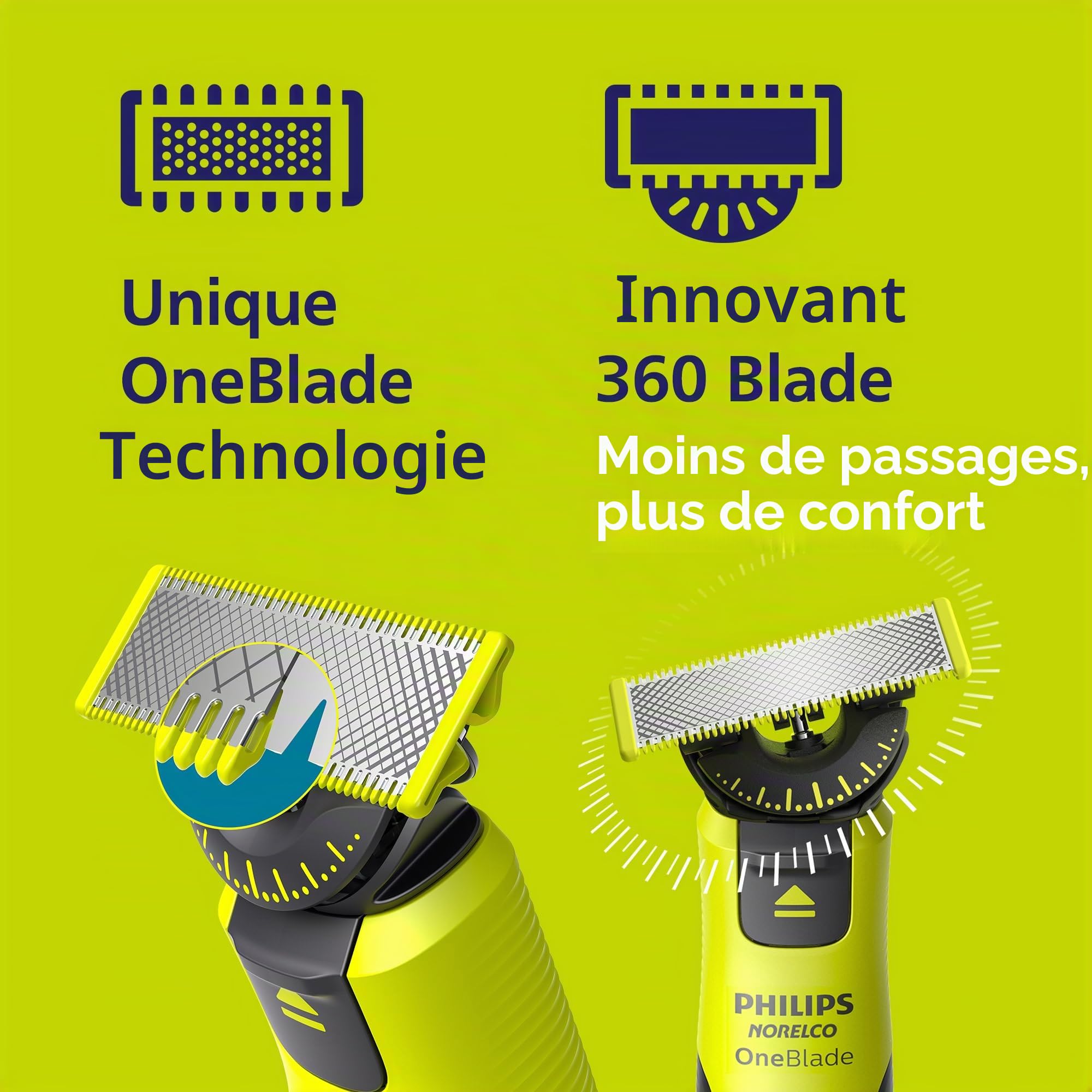 Philips Norelco OneBlade 360 QP4631/90 Tondeuse à barbe électrique hybride avec technologie 360 Blade Tech, 1 lame 360, peigne 5 en 1, kit de corps, étui de voyage, QP4631/90