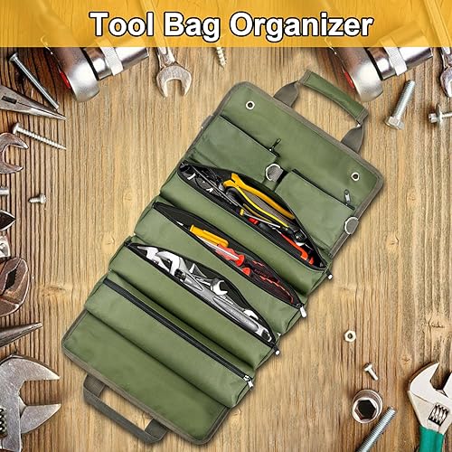 Miniatura 6 de Bolsa organizadora de herramientas enrollable regalos para hombres, papá, relleno de calcetines de Navidad, cumpleaños, motocicleta, caja portátil,
