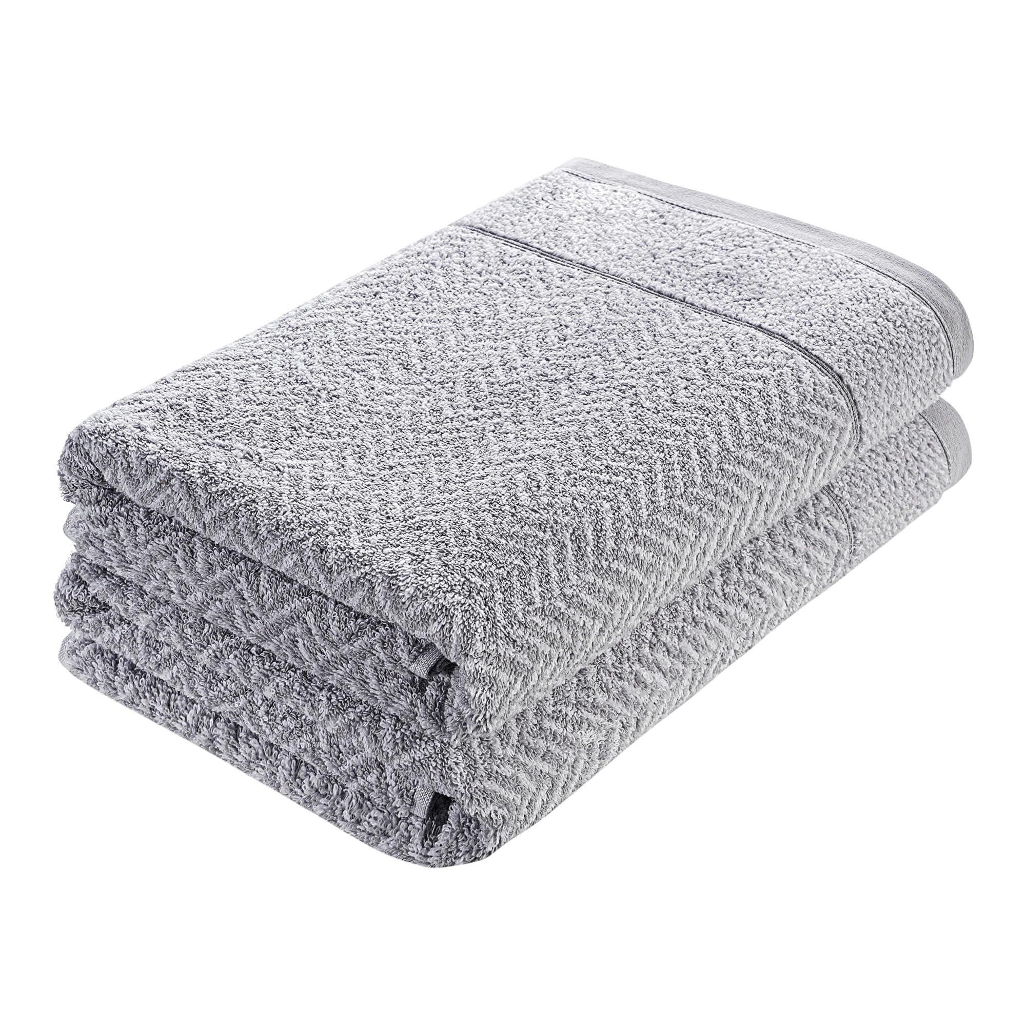 herzbach home Handtuch Duschtuch Set 100% Baumwolle Gemustert (Ozeangrün/Weiß, 2 Duschtücher