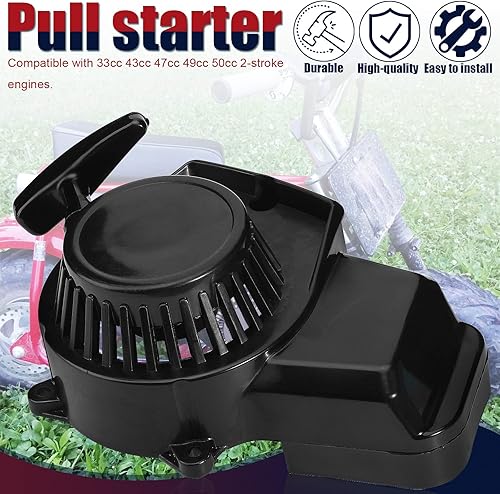 Miniatura 4 de Arrancador de arranque para motor de 33 cc, 43 cc, 47 cc, 49 cc, 50 cc, 2 tiempos, mini cuatrimoto, ATV, scooter, Go Kart, Chopper, bolsillo,