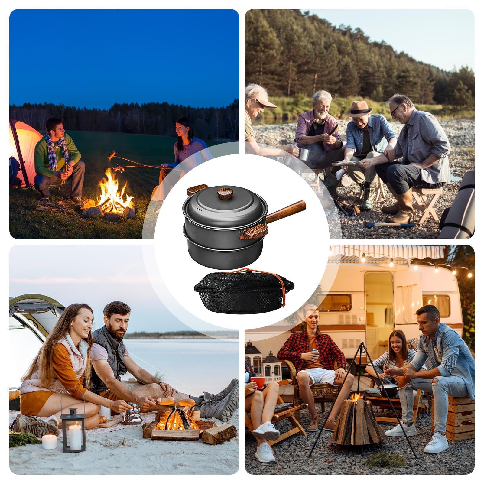 Olla de camping Cacerola y Ligera de Doble Capa