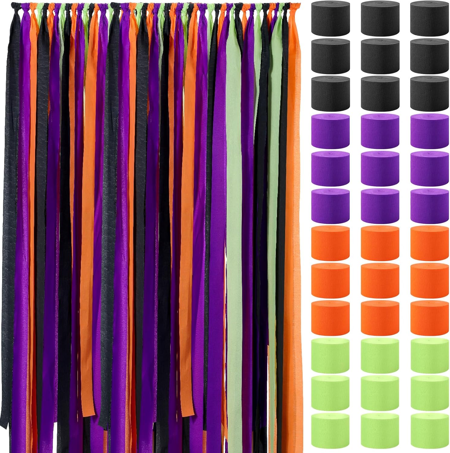 Chuangdi 36 Rolls Halloween Crepe Paper Streamers Orange