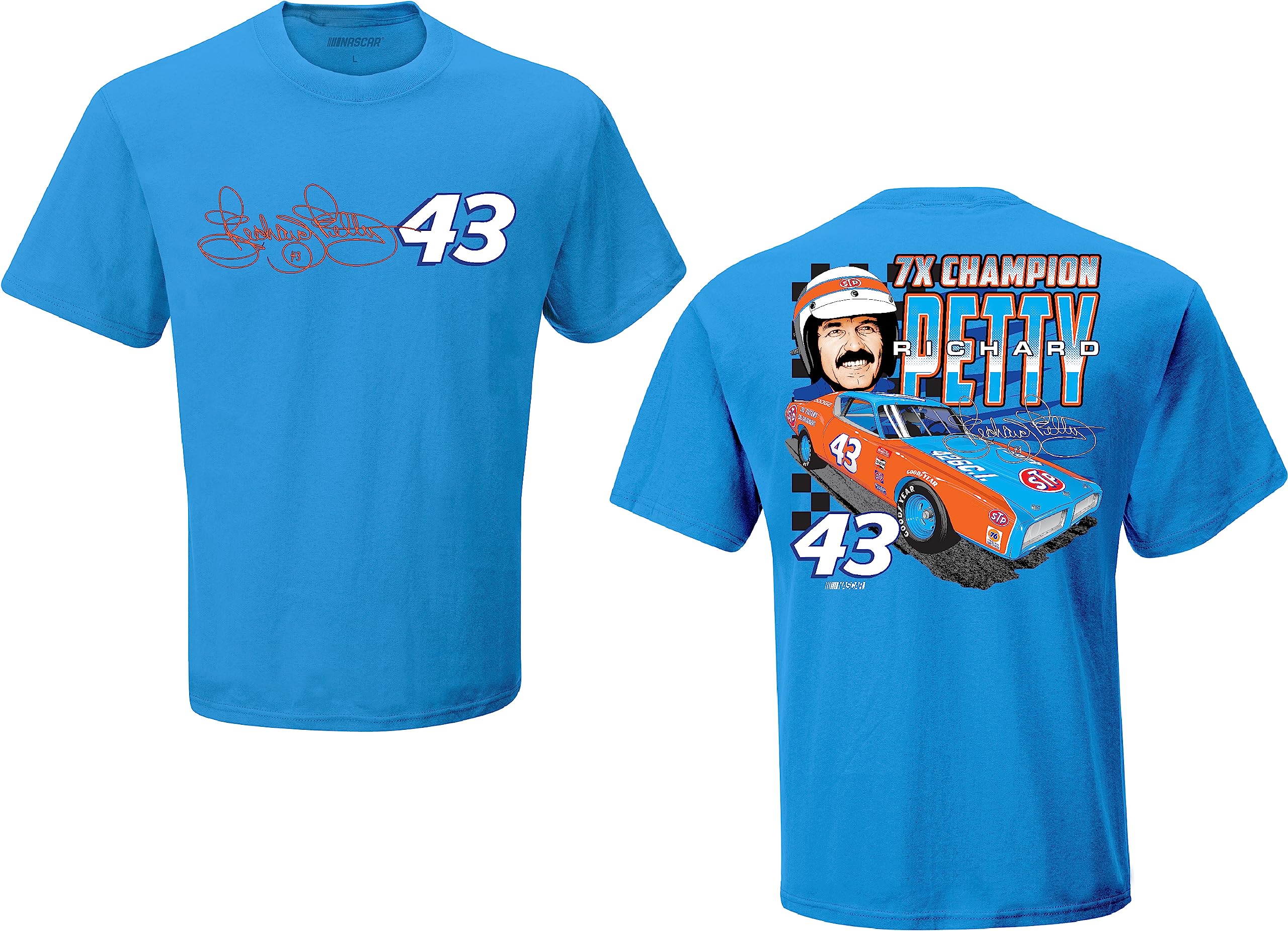 Checkered Flag SportsRichard Petty #43 NASCAR 2023 The King 7X Champ Adult 2 Sided T-Shirt