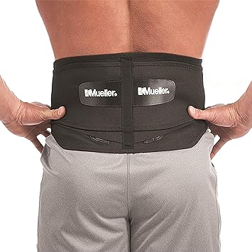 MUELLER Sports Medicine Lumbar Back Brace with Removable Pad, Ideal for Upper and Lower Back Pain, Relief & Support for Men and Women, Strains, Sciatica, Scoliosis, Black, Regular Size