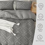 EMME - Couvercle de la couette Taille Reine, Couvette de Boho, 3 Pièces Élégant Ensemble de literie pour toute la saison, 1 Couverture de couettes + 2 Shams d'oreiller (Gris foncé)